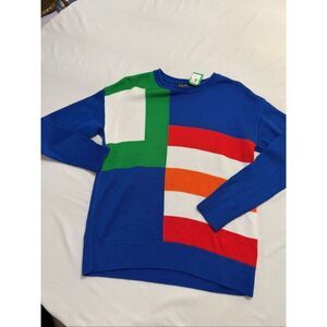 NWT Lauren Ralph Lauren Black Label Intarsia Colorblock  Knit Sweater Size Small